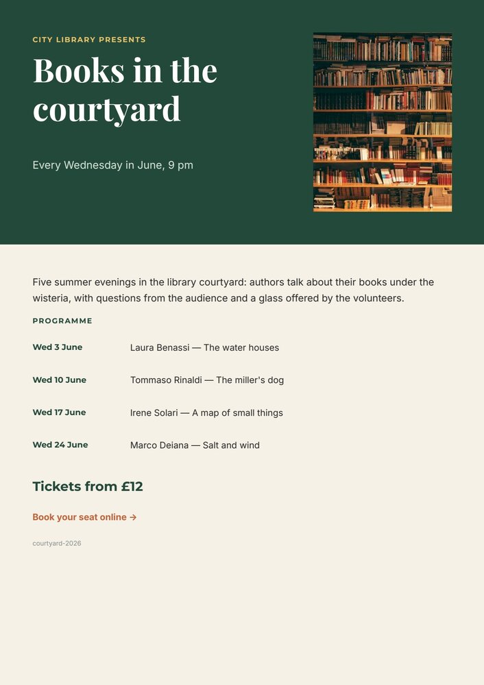 The event poster rendered with its sample set